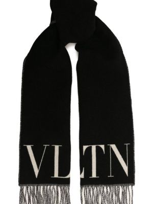 Кашемировый шерстяной шарф Valentino черный