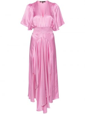 Rochie lunga din satin drapată Maje roz