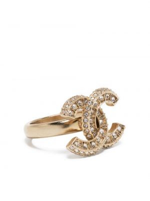 Prsten s kristalima Chanel Pre-owned zlatna