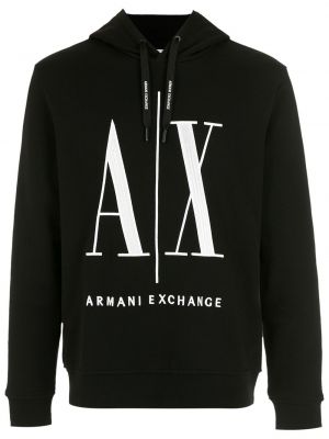 Siuvinėtas džemperis su gobtuvu Armani Exchange juoda