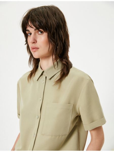 Риза с къс ръкав от модал с джобове Koton