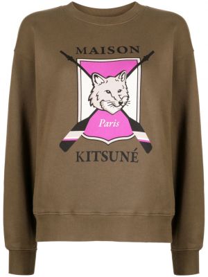 Bluza bawełniana z nadrukiem Maison Kitsune zielona