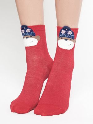 Κάλτσες με μοτίβο αστέρια Yups κόκκινο