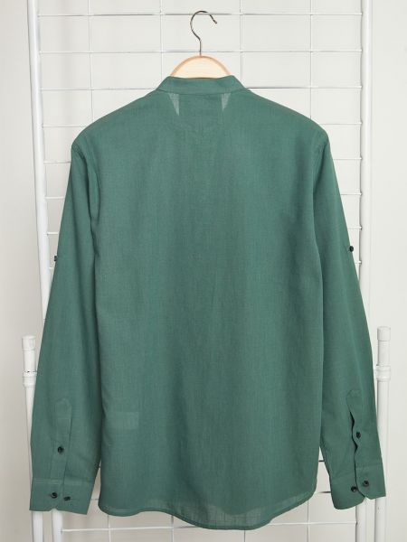 Приталенная рубашка Trendyol зеленая