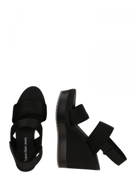 Sandale cu pană Calvin Klein Jeans negru