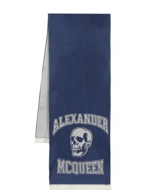 Echarpe en laine en jacquard Alexander Mcqueen bleu