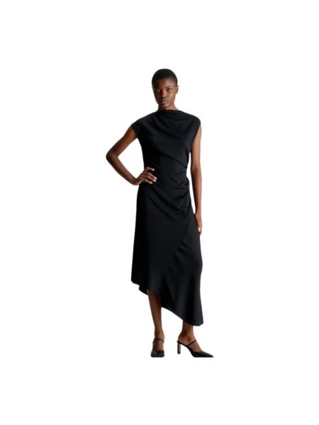 Sukienka midi drapowana Calvin Klein czarna