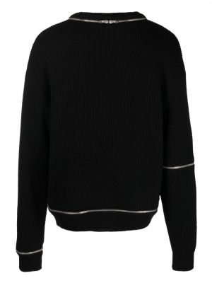 Vilnonis megztinis su užtrauktuku Moschino juoda