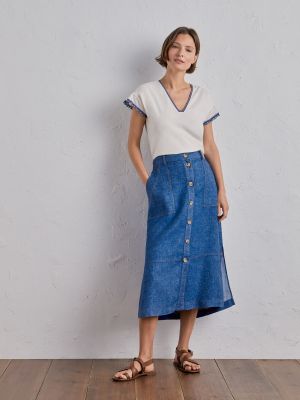 Falda de lino Lloyds azul