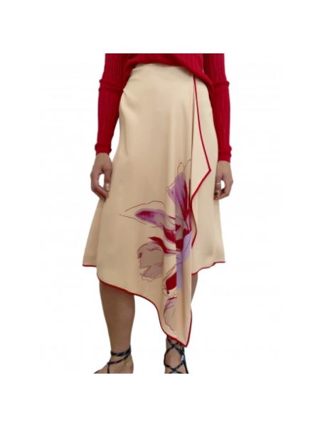 Czerwona spódnica midi w kwiatki asymetryczna Paul Smith