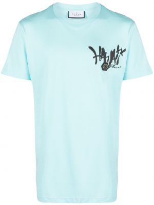 T-shirt en coton à imprimé Philipp Plein bleu