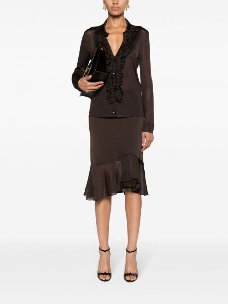 Drapované asymetrické sukně Tom Ford hnědé