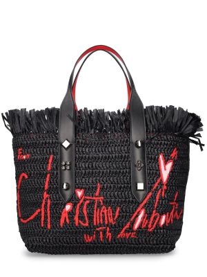 Nakupovalna torba z vezenjem Christian Louboutin črna