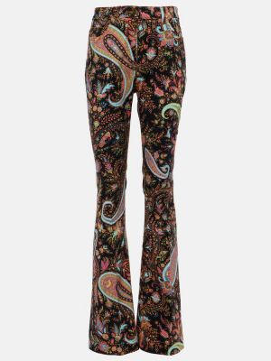 Bootcut džínsy s vysokým pásom s paisley vzorom Etro čierna