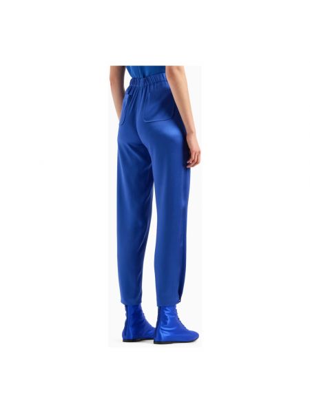 Pantalones de seda con estampado Giorgio Armani azul