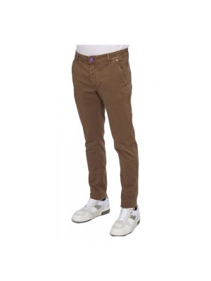 Pantalones slim fit Hand Picked marrón