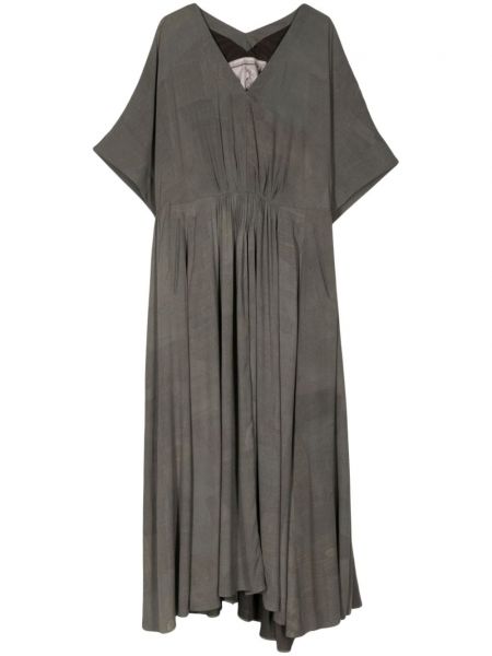 Drapované hedvábné šaty Ziggy Chen šedé