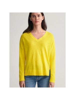Dzianinowy sweter Gant żółty