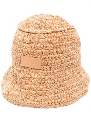 Плетена шапка By Far кафяво