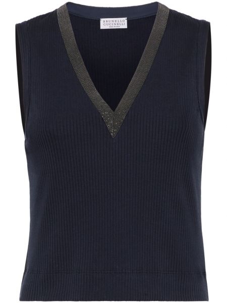 Top s v-izrezom Brunello Cucinelli plava