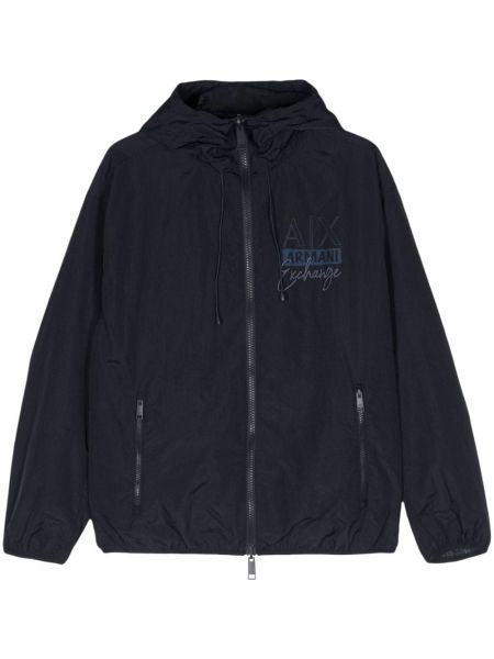 Reverzibilna jakna s kapuljačom s printom Armani Exchange plava