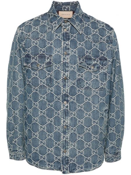 Jacquard denimjakke Gucci blå