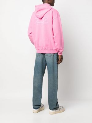 Raštuotas medvilninis džemperis su gobtuvu Martine Rose rožinė