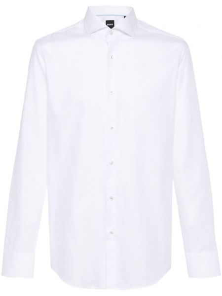 Chemise en coton avec manches longues Boss blanc