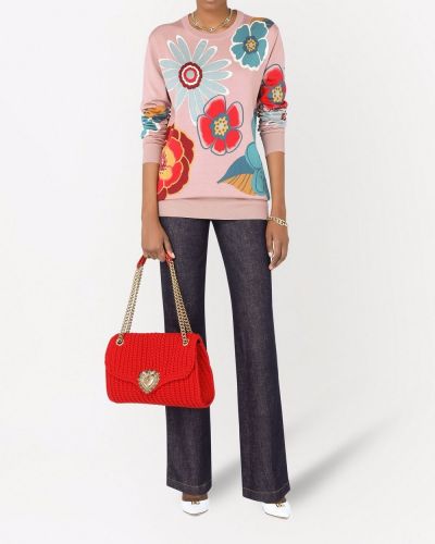 Jersey de flores con estampado de tela jersey Dolce & Gabbana rosa