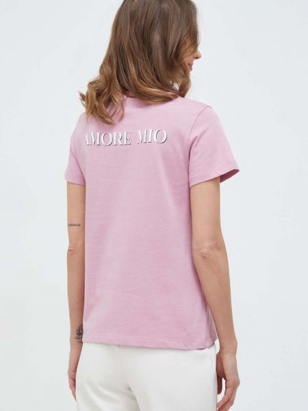Bavlněné tričko Pinko růžové