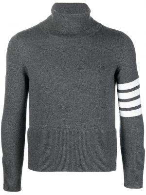 Svītrainas kašmira džemperis ar augstu apkakli Thom Browne pelēks