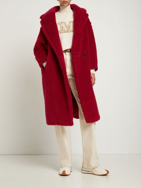 Płaszcz z alpaki Max Mara czerwony