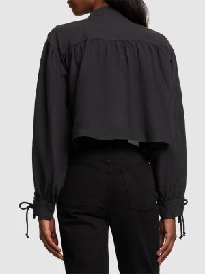 Βαμβακερό λινό πουκάμισο με κορδόνια Re/done μαύρο