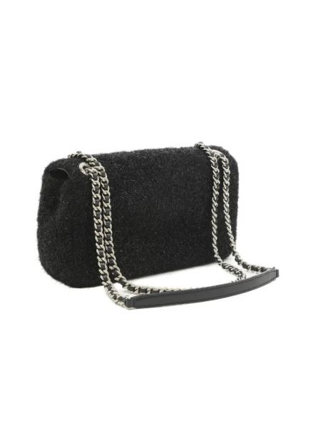 Bolso cruzado de lana Chanel Vintage negro