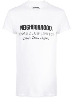 Bavlněné tričko s potiskem Neighborhood bílé