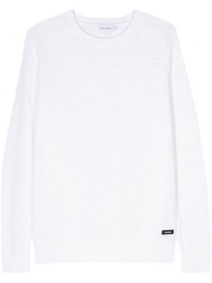 Памучен пуловер Calvin Klein бяло