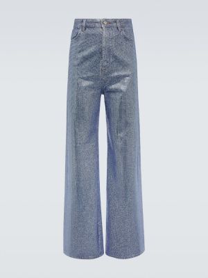 Straight jeans ausgestellt mit kristallen Loewe blau