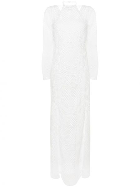 Вечерна рокля с дантела Alberta Ferretti бяло