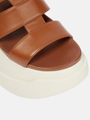 Sandali di pelle con platform Marni marrone