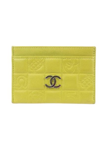 Portefeuille en cuir Chanel Vintage jaune