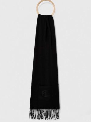 Vlněný šátek s aplikacemi Lauren Ralph Lauren černý