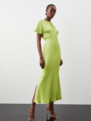 Длинное платье из крепа Karen Millen зеленое
