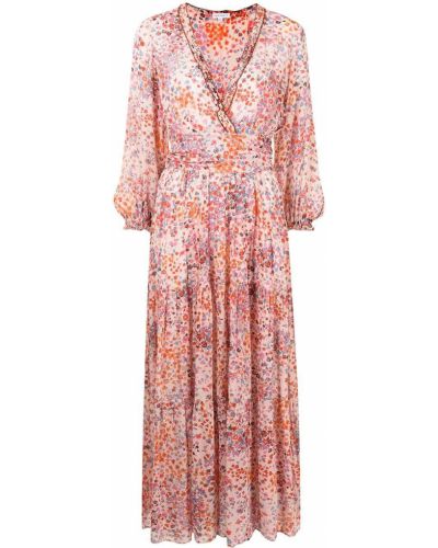 Платье макси в цветочный принт Poupette St Barth, розовое