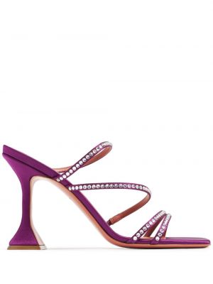 Papuci tip mules de cristal Amina Muaddi violet