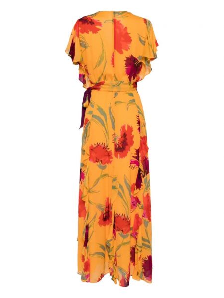 Maksi kleita šifona ar ziediem ar apdruku Dvf Diane Von Furstenberg oranžs