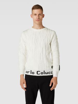 Dzianinowy sweter Carlo Colucci biały