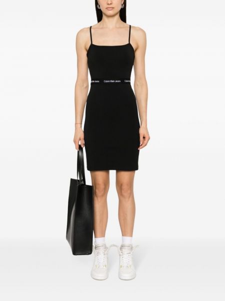 Žakarda mini kleita Calvin Klein Jeans melns