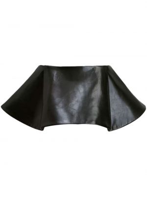 Spódnica skórzana plisowana Khaite czarna
