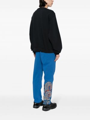 Bavlněné rovné kalhoty s potiskem Maharishi modré