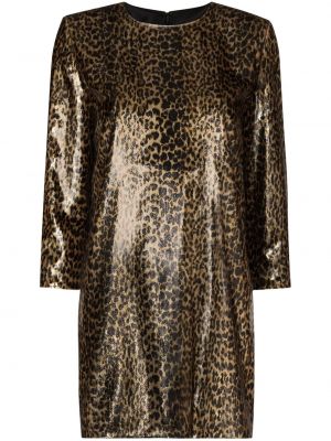 Mini vestido leopardo Saint Laurent negro